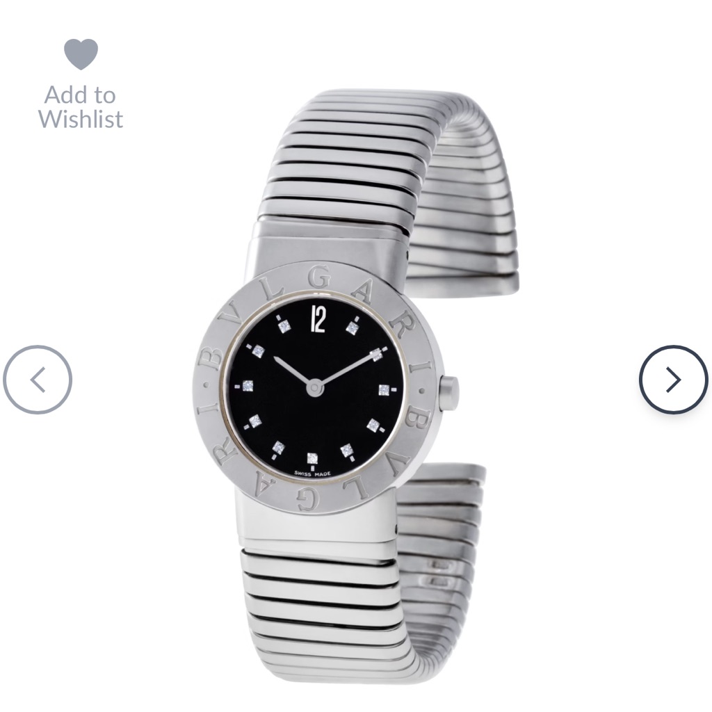 Bulgari Silver And Black Tubogas Watch With Diamond Dial Bulgari Silver And Black Tubogas Watch With Diamond Dial